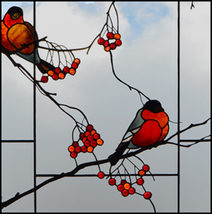 Витраж «Птицы» из цветного художественного стекла